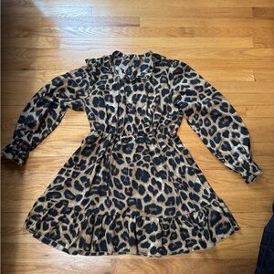 Leopard Print Long Sleeve Dress